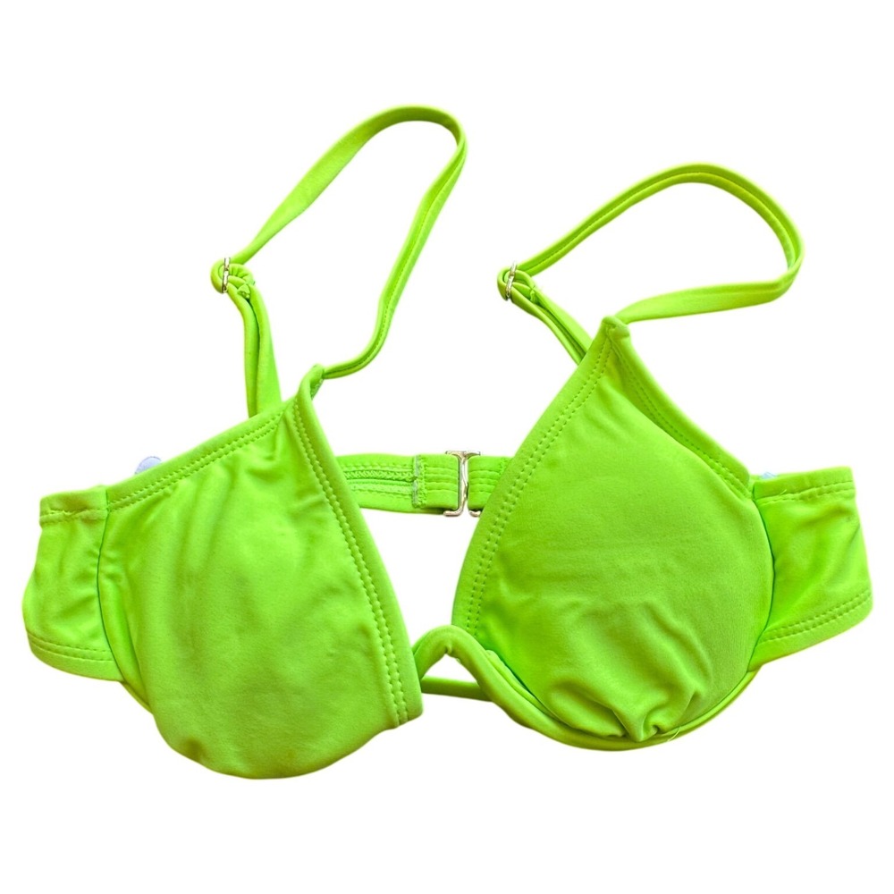 No Boundaries Neon Lime Green Underwire Bikini Top XS Neon Yellow Swim‎ Top
